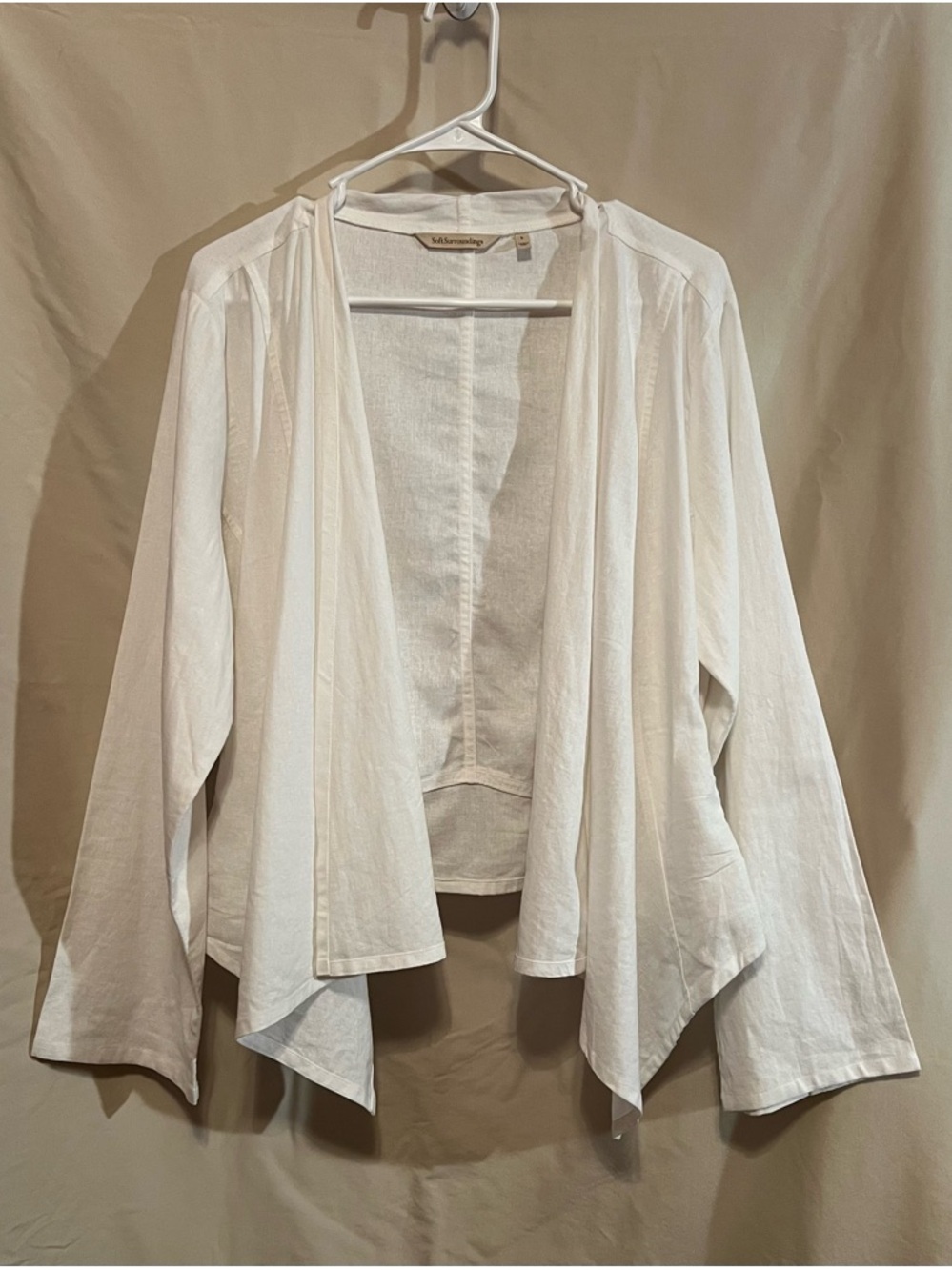 Soft Surroundings Ivory Linen Open Jacket